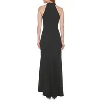 Crisscross Halterneck High-Low Gown