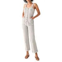 Button-Front Organic Cotton Denim Jumpsuit