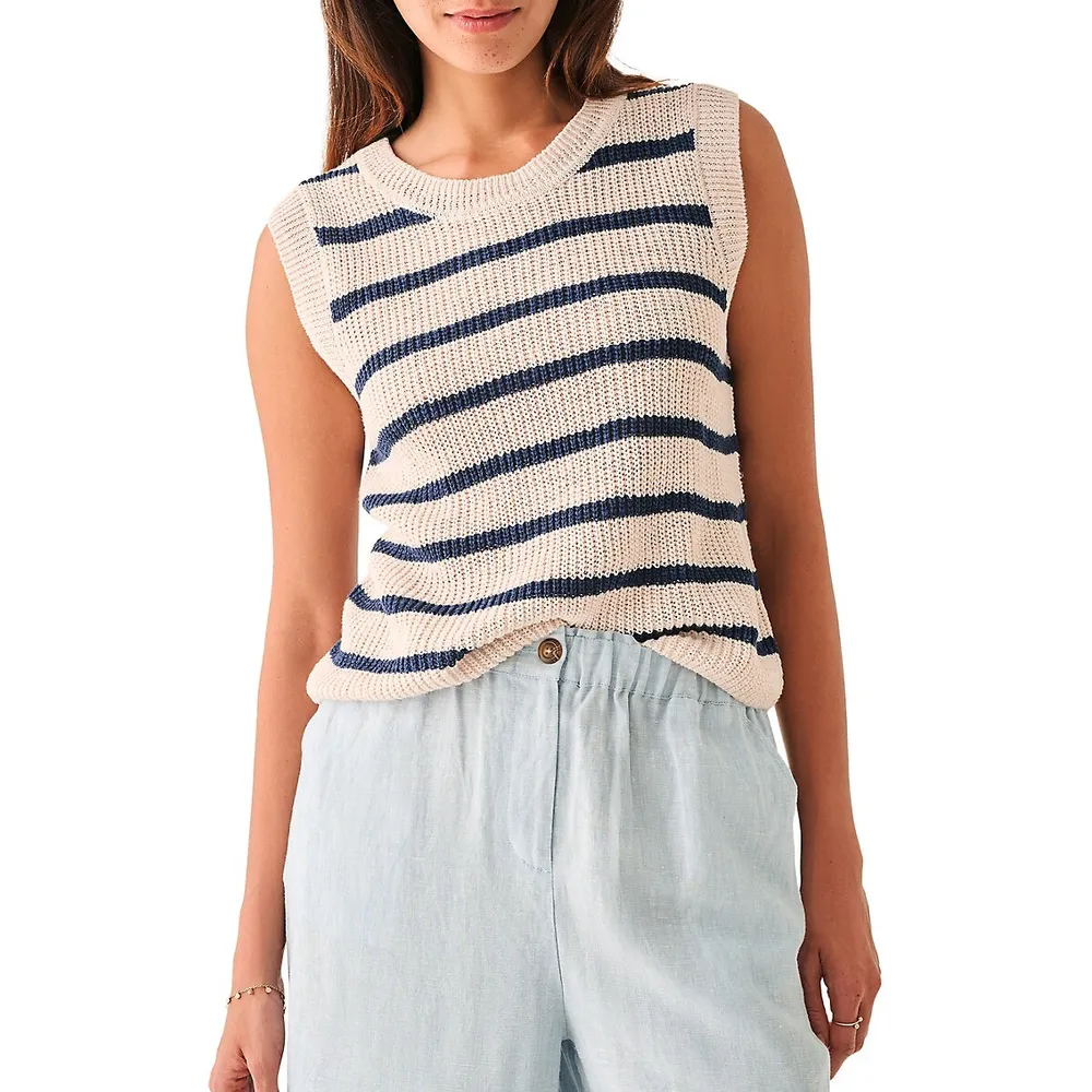 Faherty Stripe Linen-Blend Tank Top