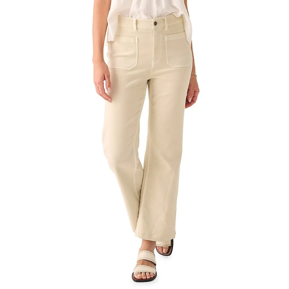 Pantalon matelot en tissu bouclette extensible