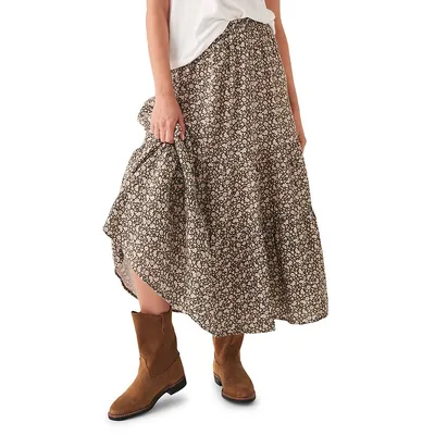 Floral Organic Cotton Valentina Tiered Midi Skirt