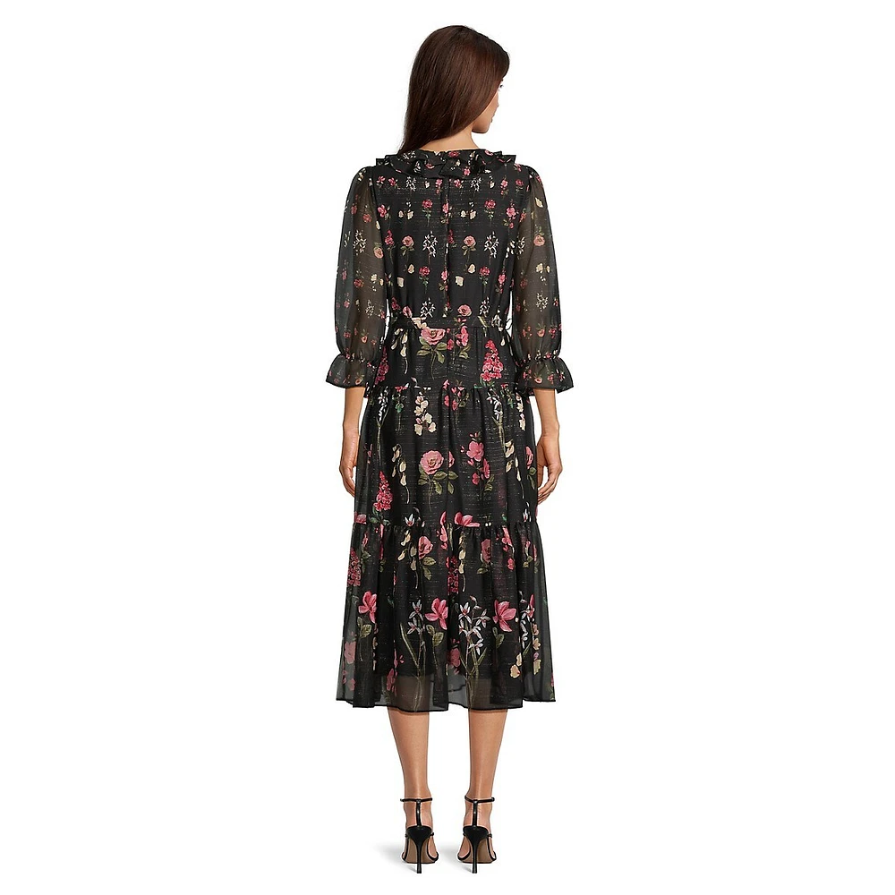 Floral Ruffled Tiered Midi Dress