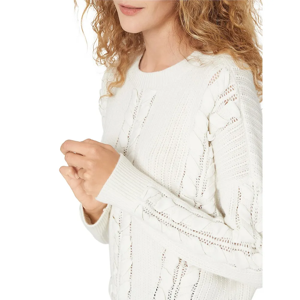 Woven Detail Wool-Blend Sweater