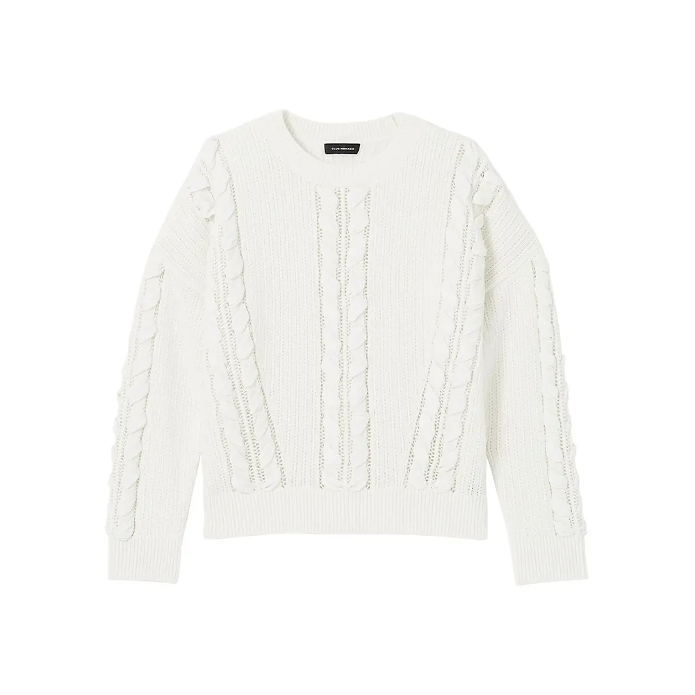 Woven Detail Wool-Blend Sweater