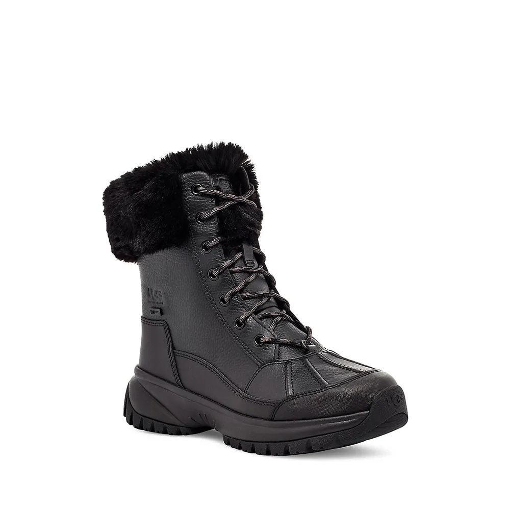 Women's Yose Fluff Waterproof Leather & Faux Fur-Trim Boots