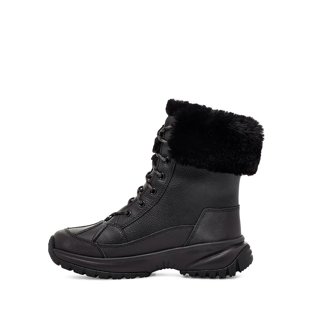 Women's Yose Fluff Waterproof Leather & Faux Fur-Trim Boots