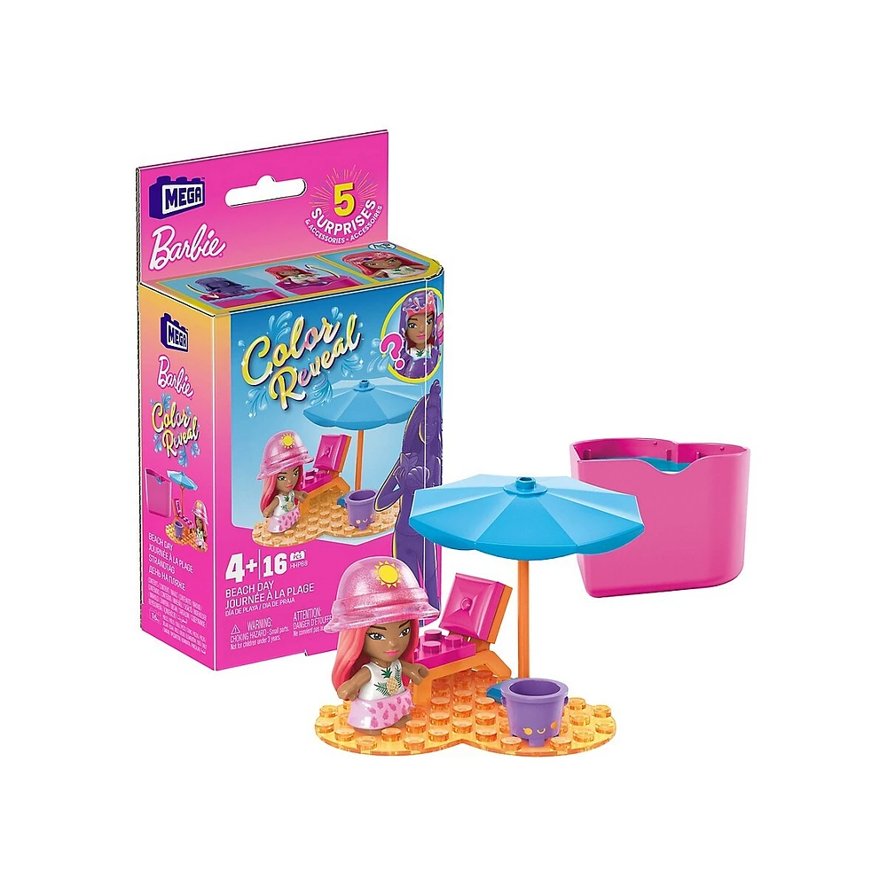 Mega Construx x Barbie Colour Reveal Beach Day Set