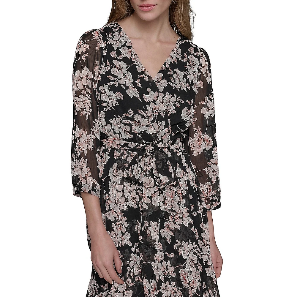 Floral Chiffon Midi Dress