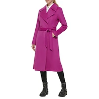 Belted Wool-Blend Wrap Coat