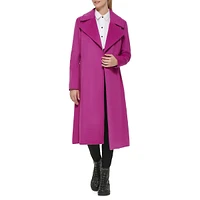 Belted Wool-Blend Wrap Coat