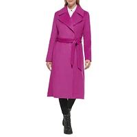 Belted Wool-Blend Wrap Coat