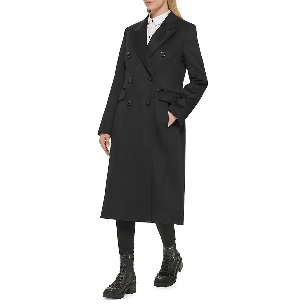 Wool-Blend Double-Breasted Maxi Coat