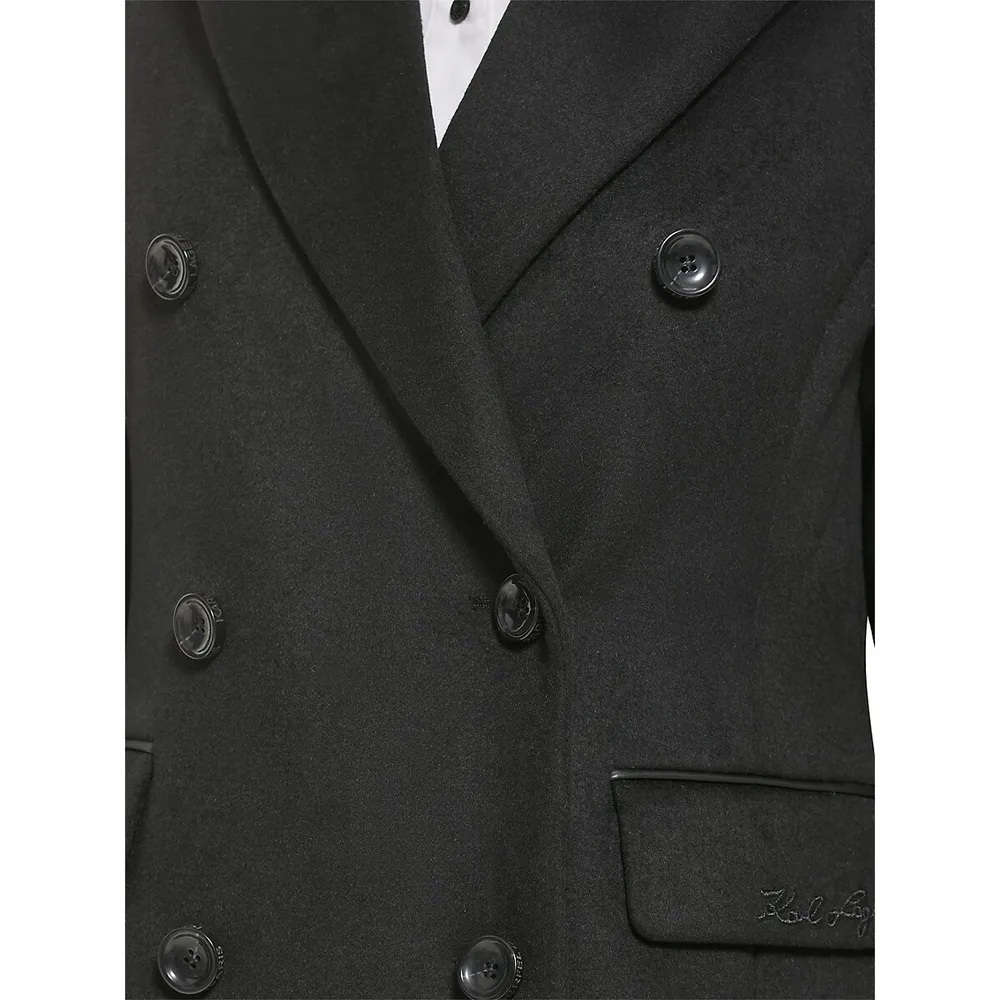 Brushed Wool-Blend Double-Breasted Coat