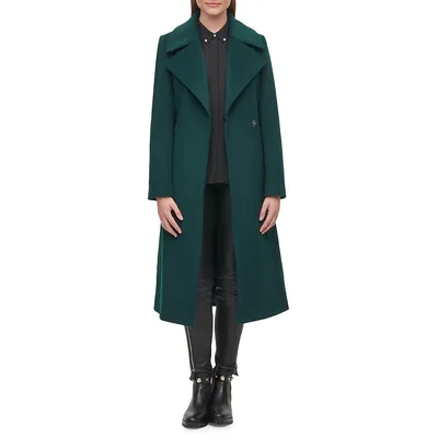 Wool-Blend Belted Wrap Maxi Coat