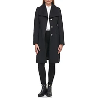 Wool-Blend Wrap Coat