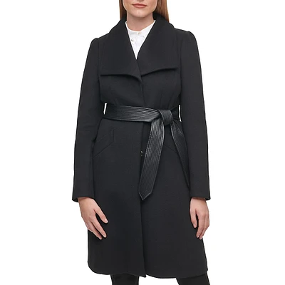 Wool-Blend Wrap Coat