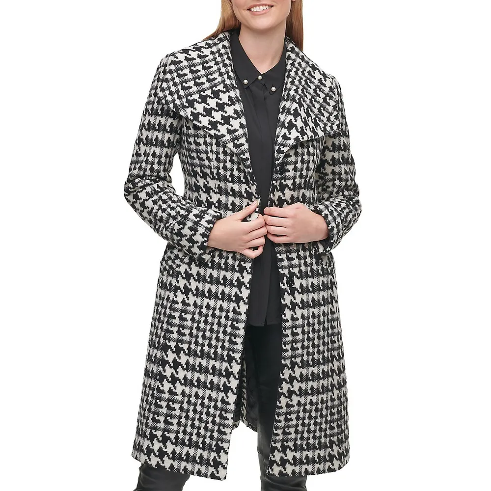 Wool-Blend Wrap Coat