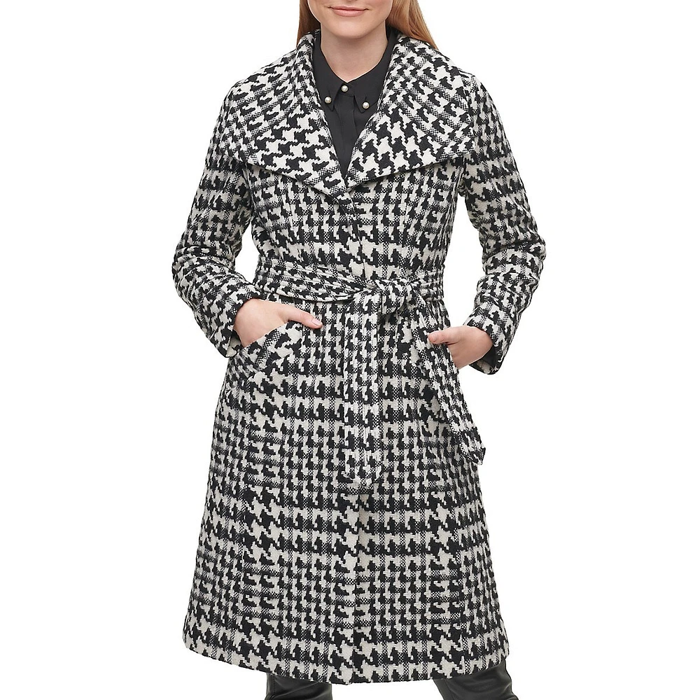 Wool-Blend Wrap Coat