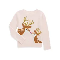 ​​Little Girl's Reindeer Jacquard Sweater