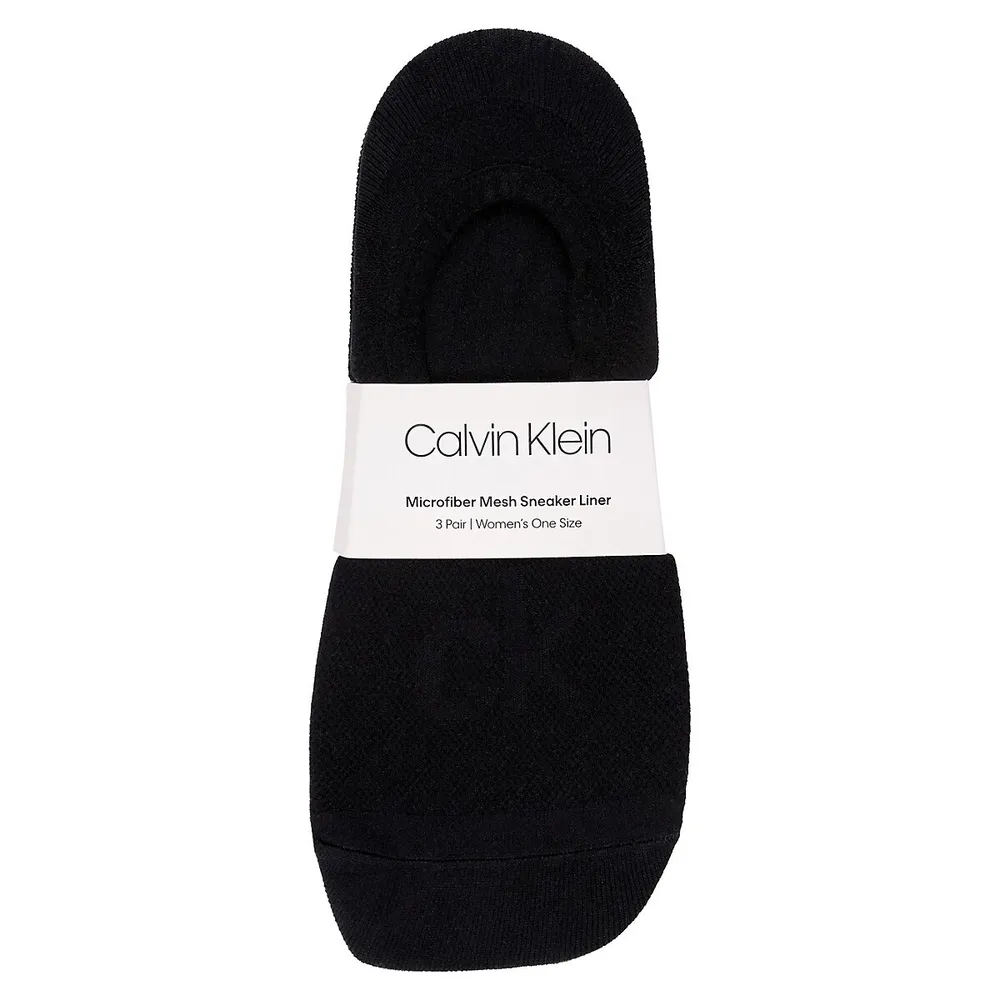 Calvin Klein Women's Iconic Mesh 3-Pair Microfibre Sneaker Liner