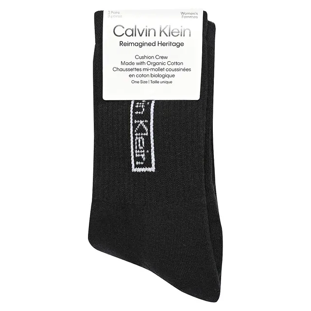 Calvin Klein Women's Reimagined Heritage 3-Pair Cushion Crew Socks Set