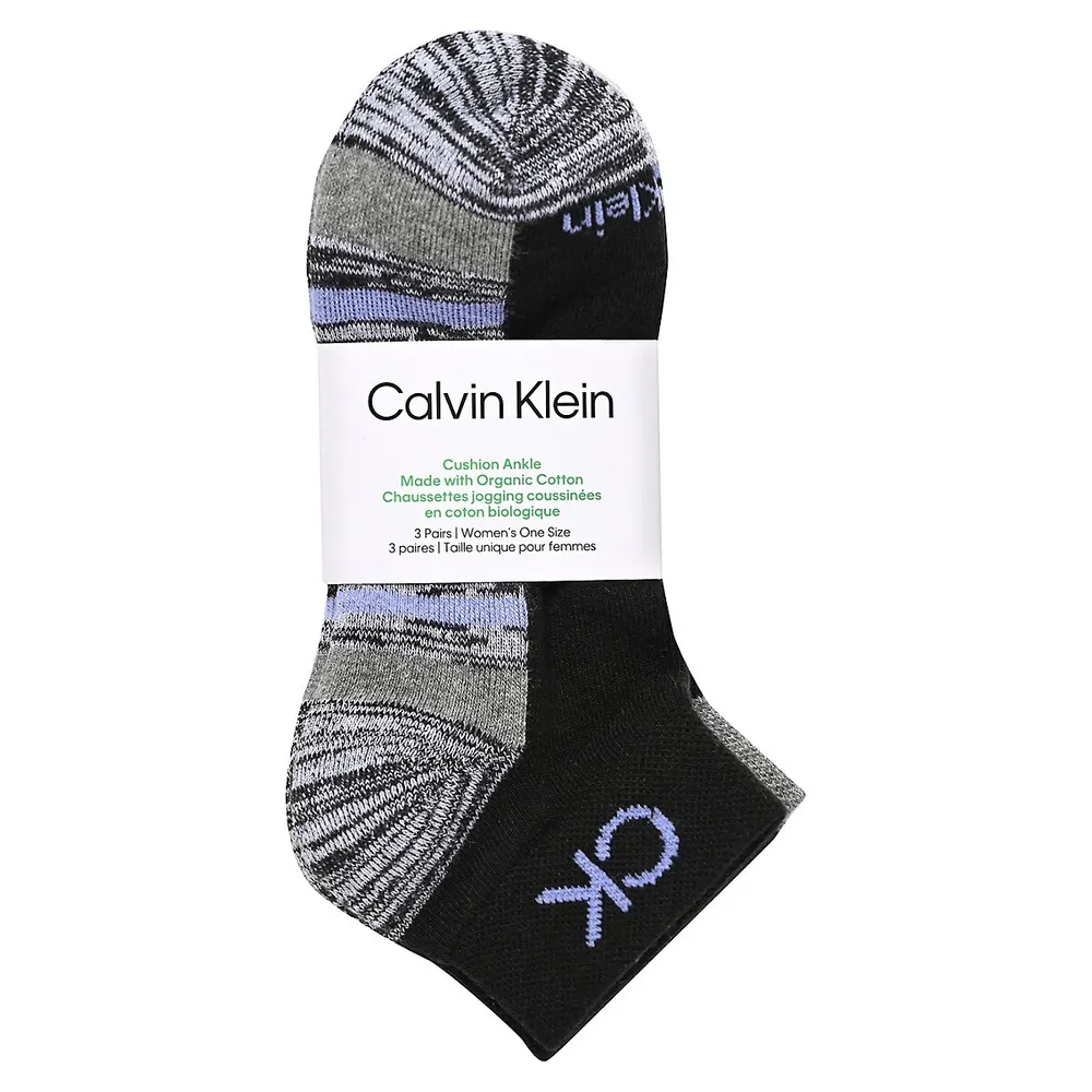 Women's 3-Pair Organic Cotton-Blend Quarter Socks