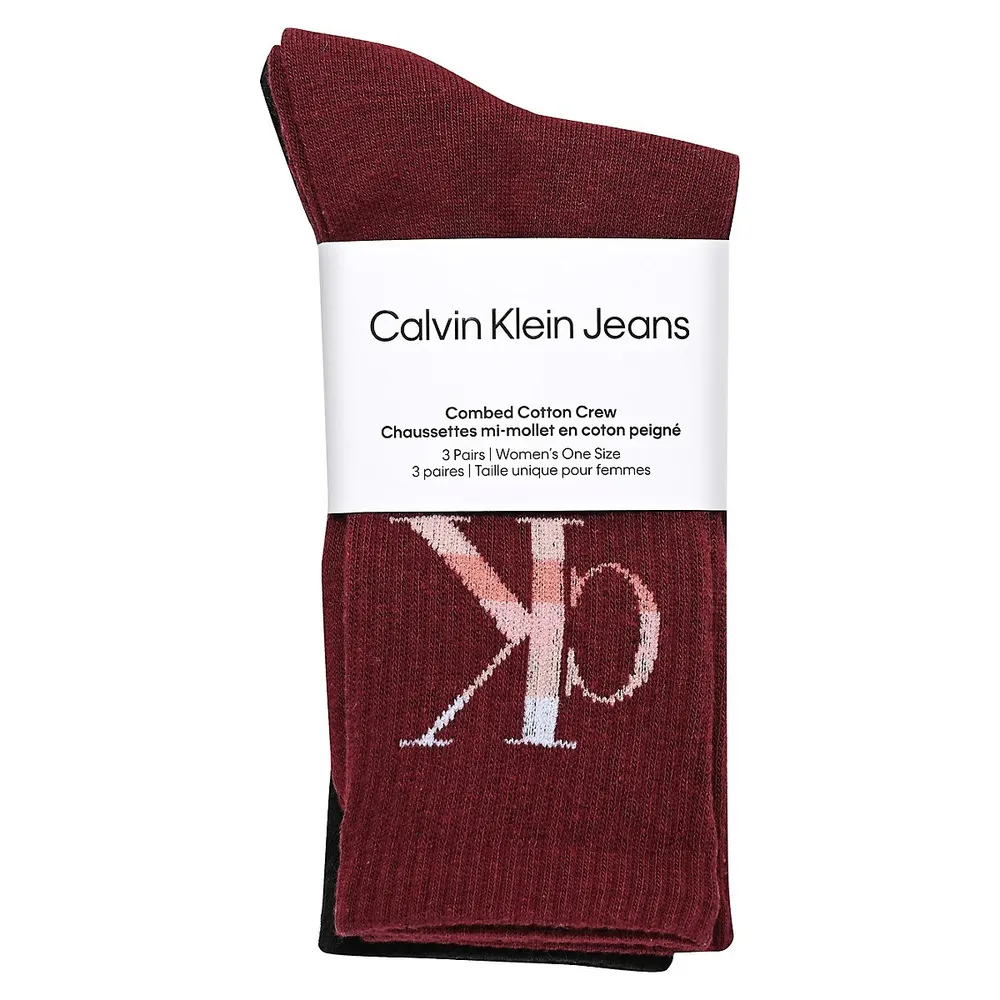 Women's 3-Pair Jeans Gradation Monogram Crew Socks