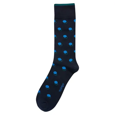 Men's Dot-Print Dress Crew Socks