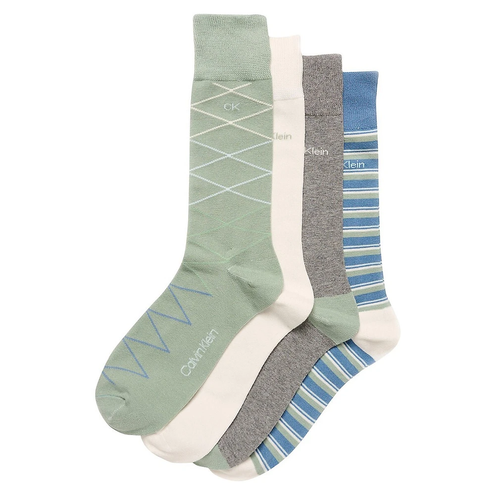 Men's 4-Pair Dress Crew Socks