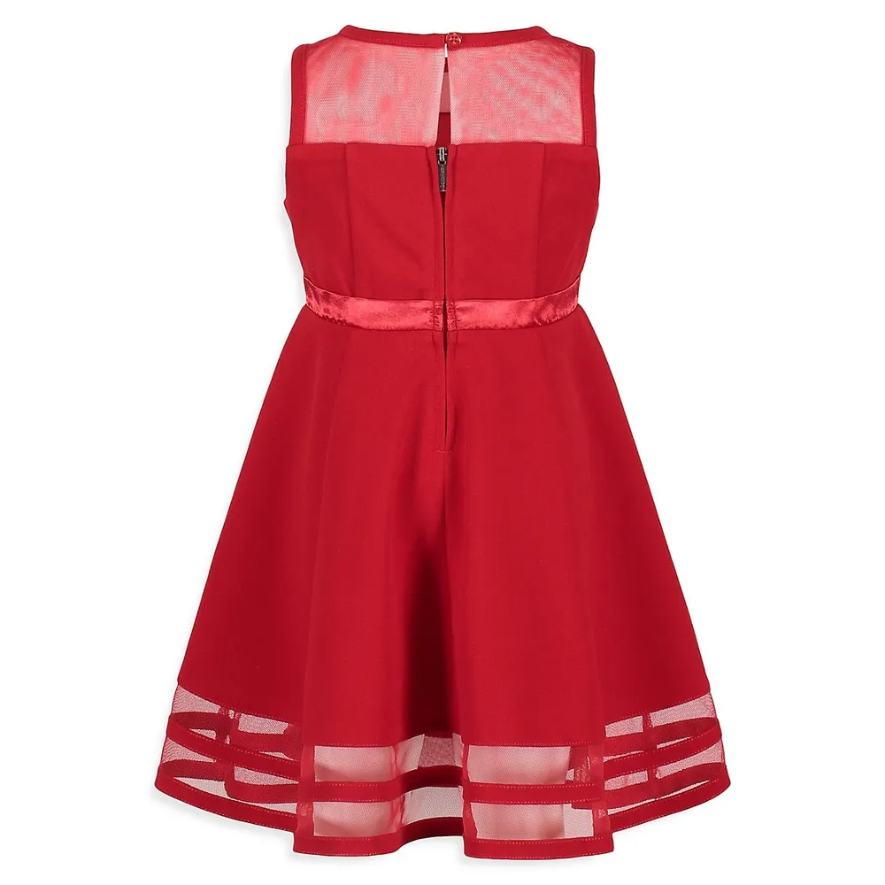 Little Girl's Sleeveless Illusion Mesh Dress