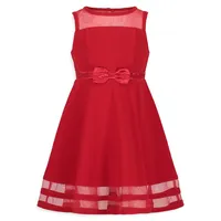 Little Girl's Sleeveless Illusion Mesh Dress