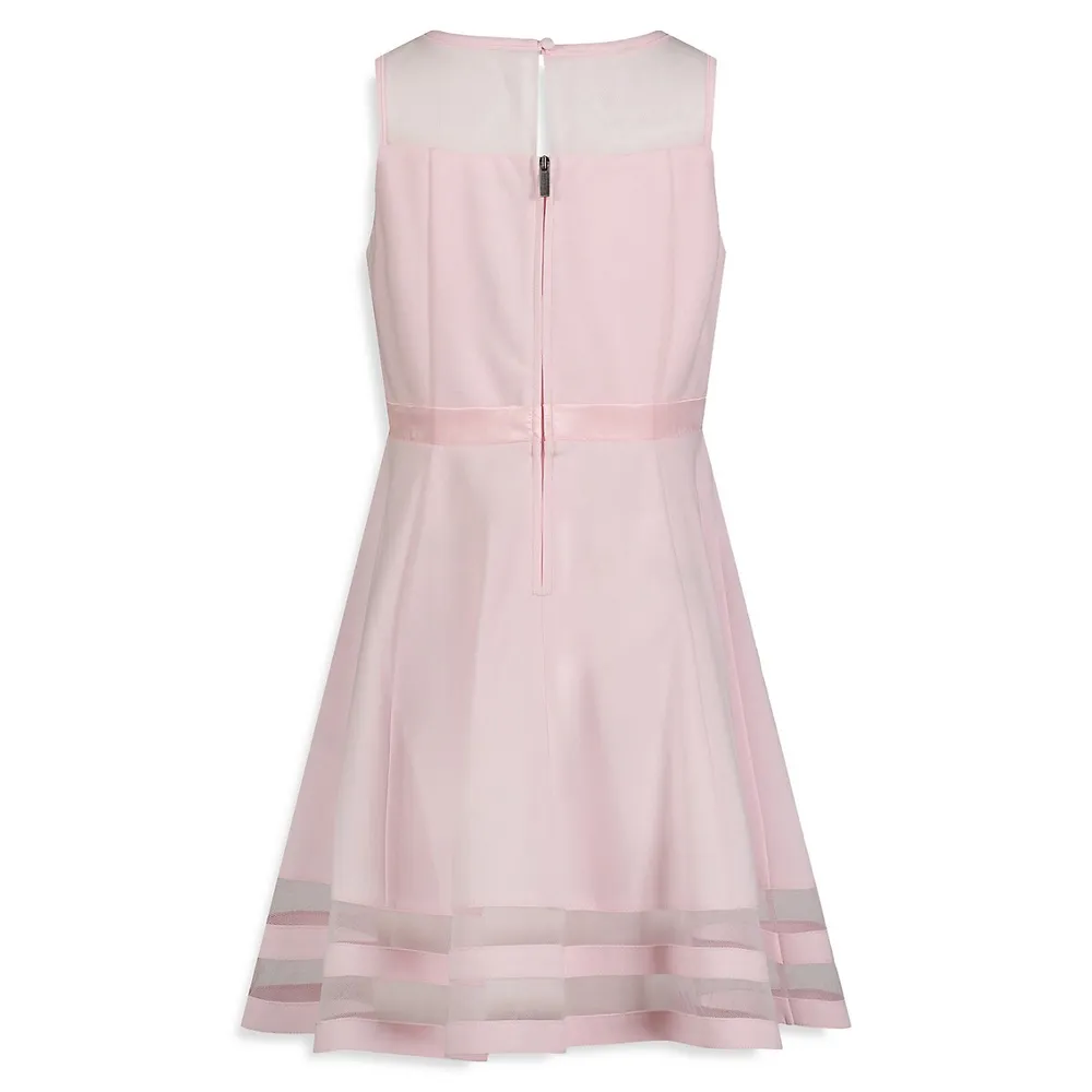 Girl's Sleeveless Illusion Mesh Dress