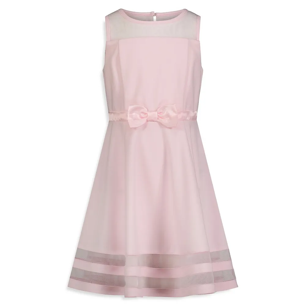 Girl's Sleeveless Illusion Mesh Dress