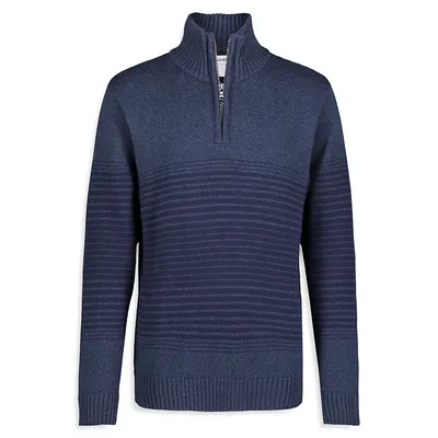 Boy's Mid-Stripe Quarter-Zip Sweater