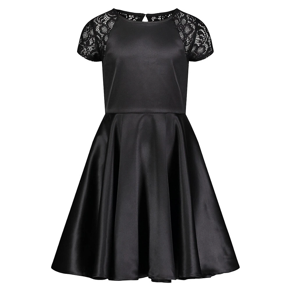 Girl's Lace & Satin Fit-&-Flare Party Dress