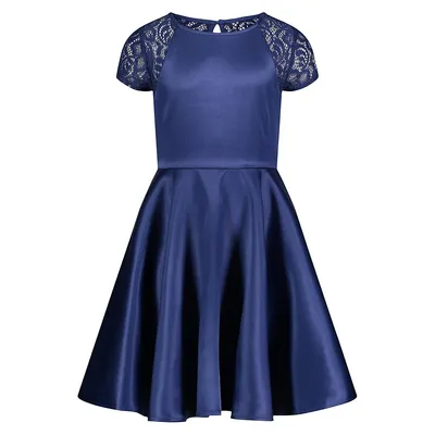 Girl's Lace & Satin Fit-&-Flare Party Dress