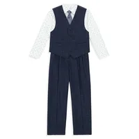 Little Boy's 4-Piece Vest, Shirt, Tie and Pants Set