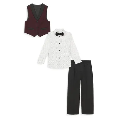 Little Boy's 4-Piece Vest, Shirt, Pants and Bow Tie Set