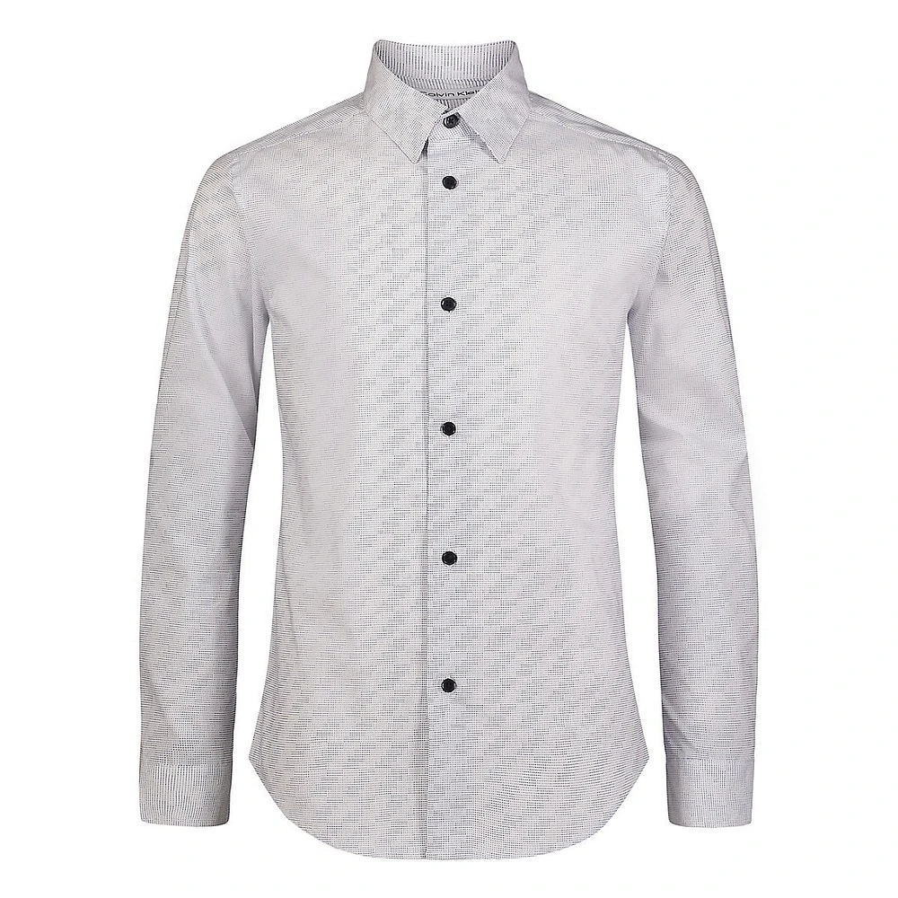 Boy's Dash-Print Stretch Dress Shirt