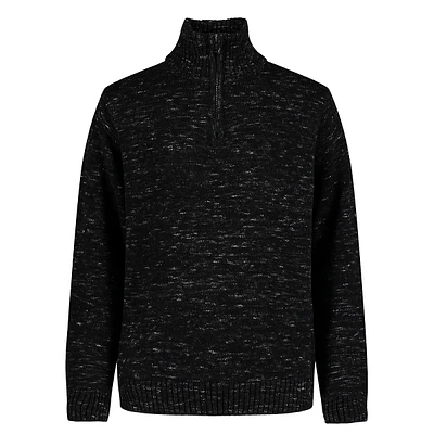 Boy's Quarter-Zip Space-Dye Sweater