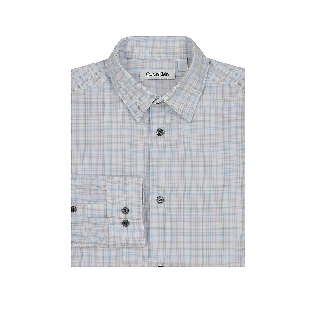 Boy's Stretch-Cotton Plaid Shirt