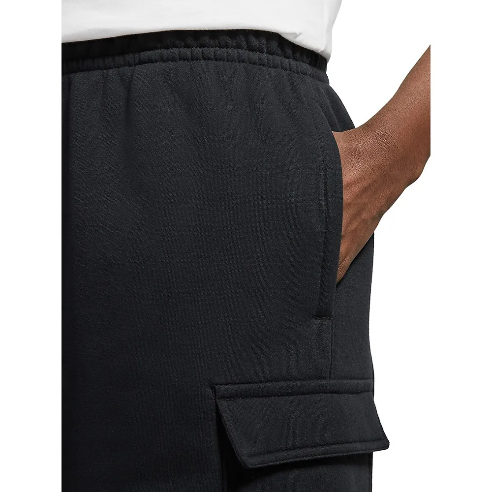 Cotton-Blend Fleece Cargo Shorts