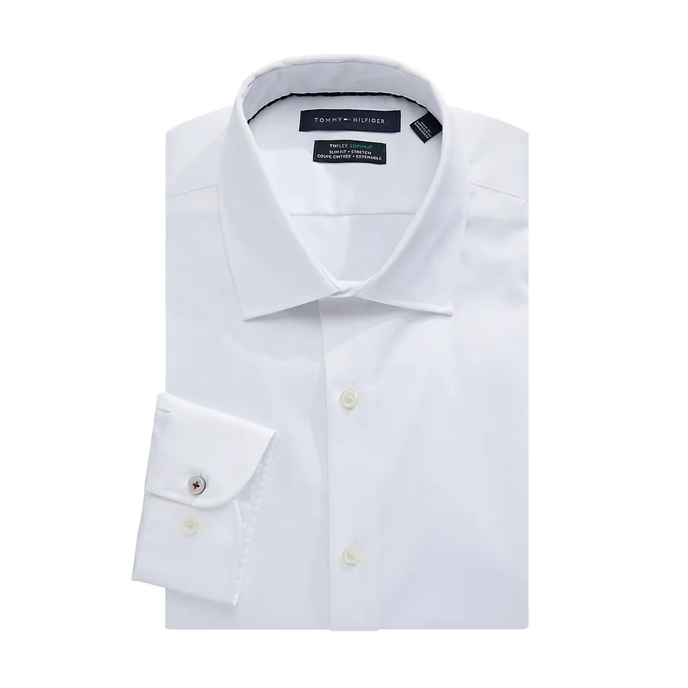 Supima Stretch Slim-Fit Micro-Houndstooth Dress Shirt