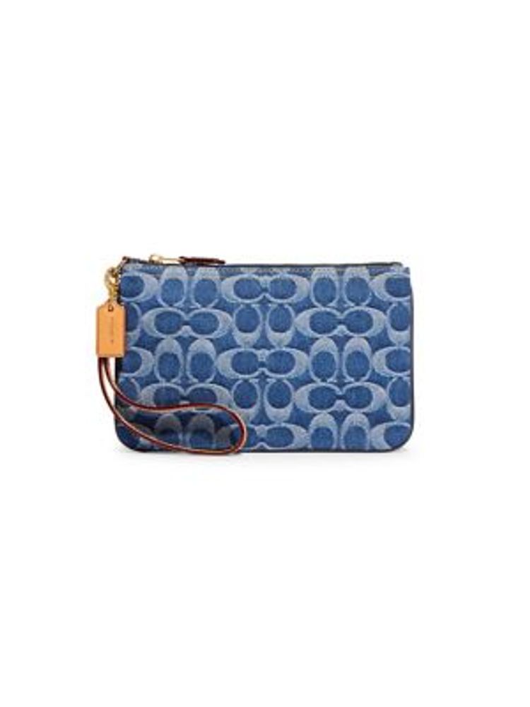 COACH Small Printed Denim Wristlet | Willowbrook Shopping Centre