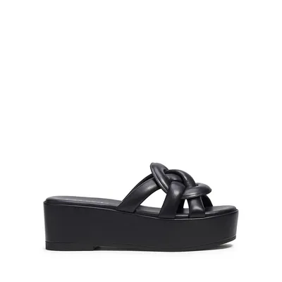 Everlette Leather Platform Slide Sandals