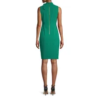 Sleeveless Tie-Neck Sheath Dress