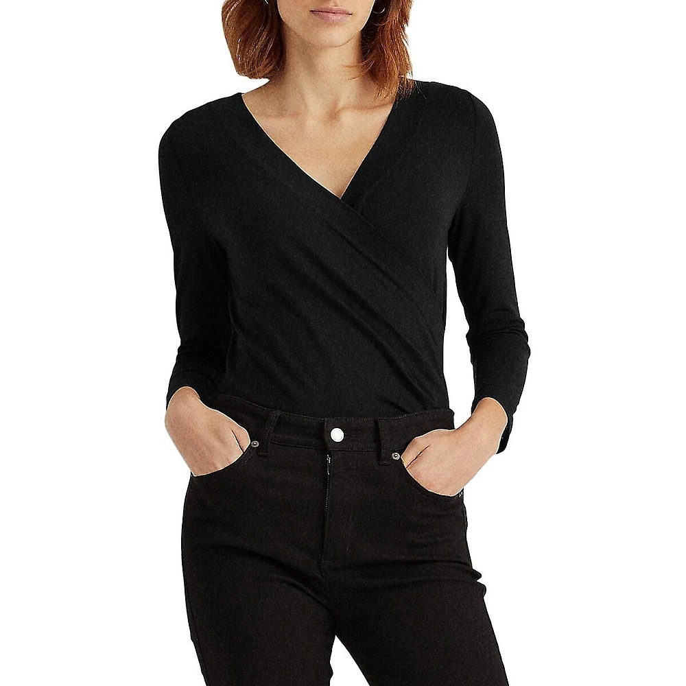 V-Neck Faux-Wrap Top