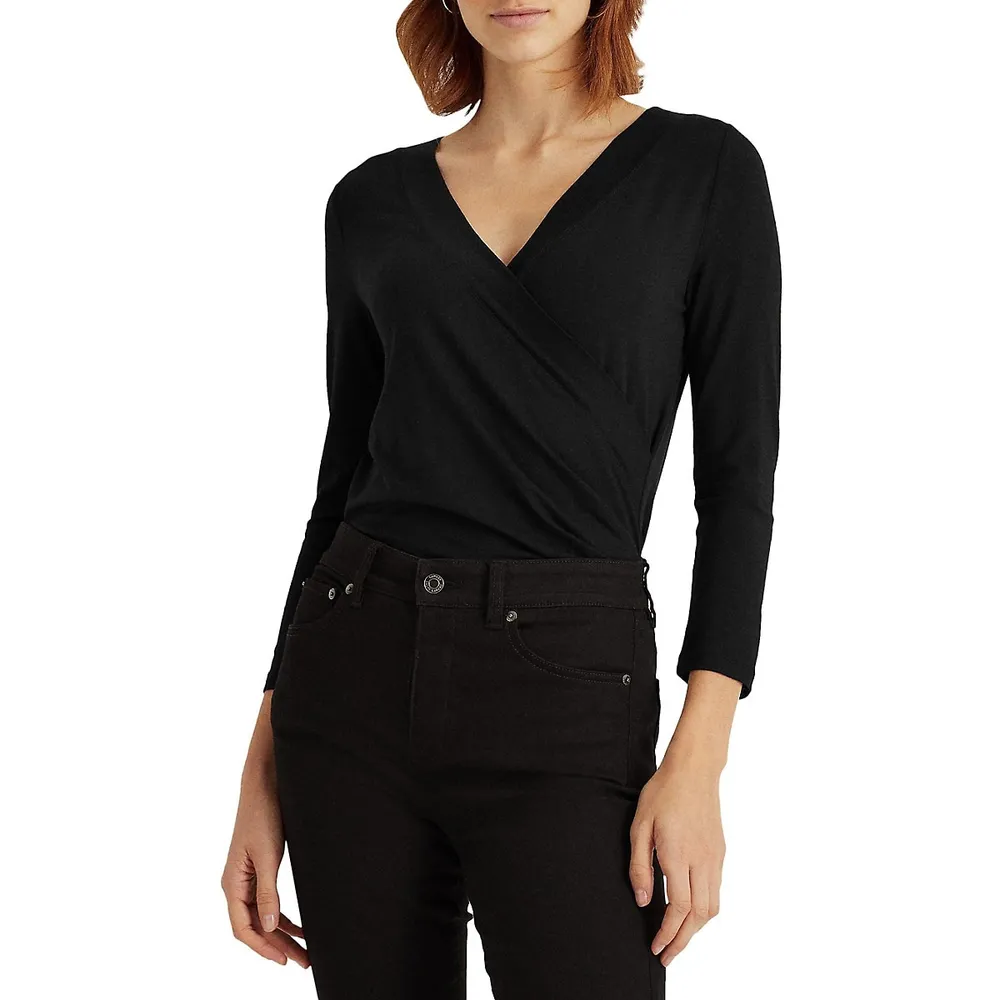 V-Neck Faux-Wrap Top