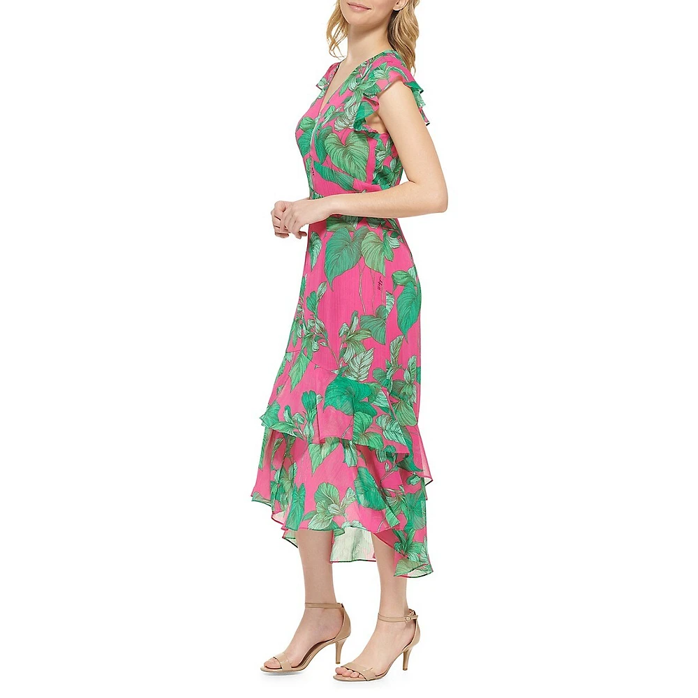 Island Orchid Floral Midi Dress