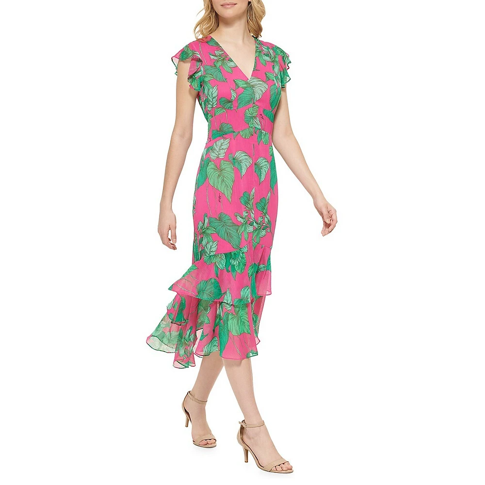Island Orchid Floral Midi Dress